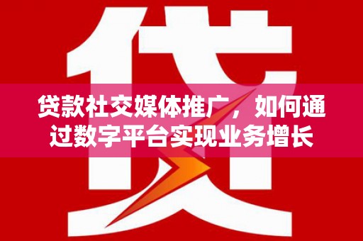 溪湖贷款社交媒体推广，如何通过数字平台实现业务增长
