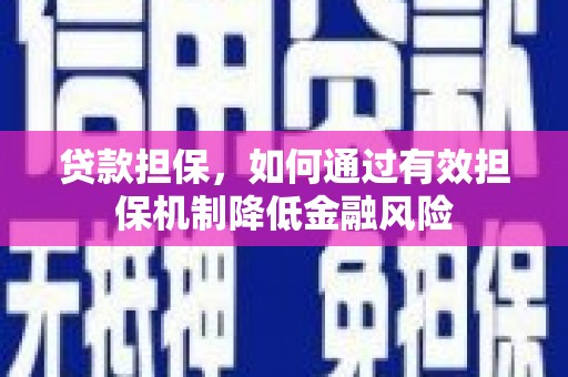 溪湖贷款担保，如何通过有效担保机制降低金融风险